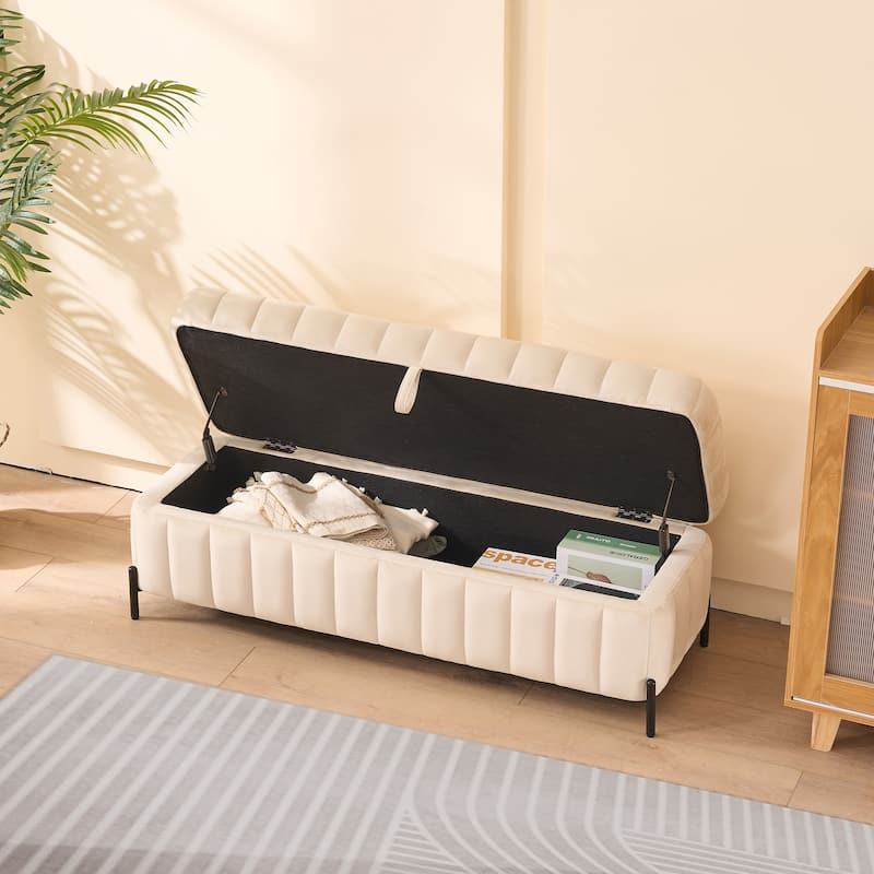 49.21"Wide Velvet Storage Soft Bench