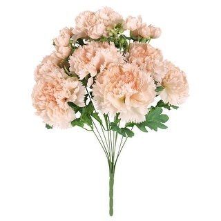 Set of 2 Light Peach Artificial Carnation Flower Stem Bush Bouquet 18in ...