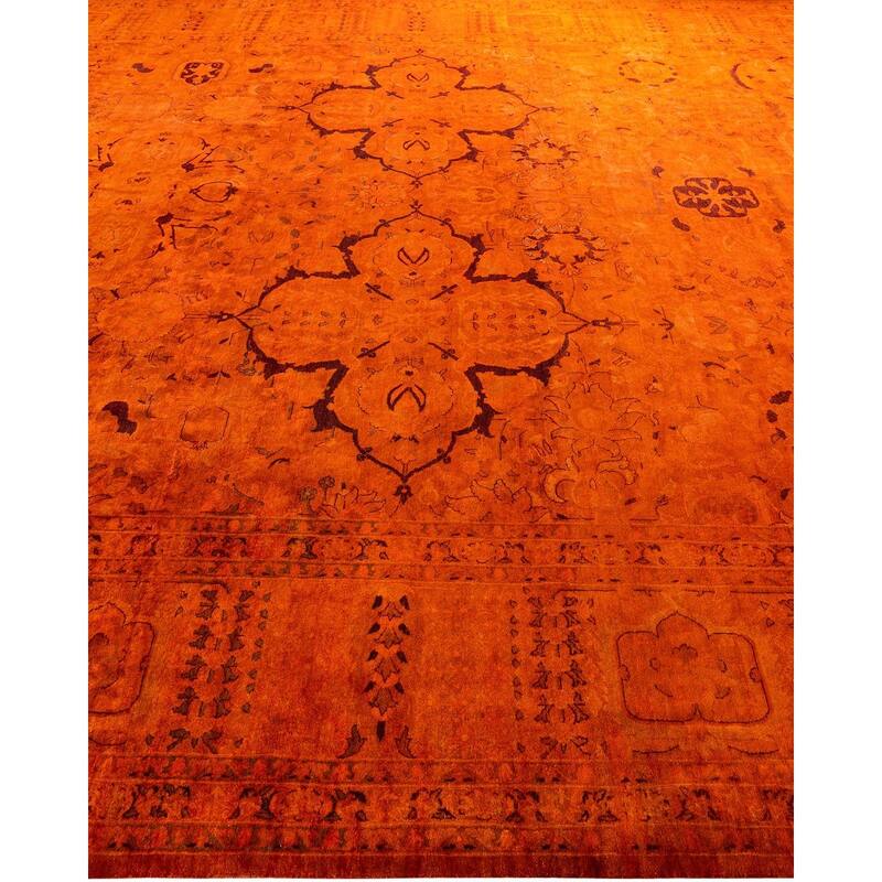 Overdyed, One-of-a-Kind Hand-Knotted Area Rug - Orange - 12' 3" x 15' 2"