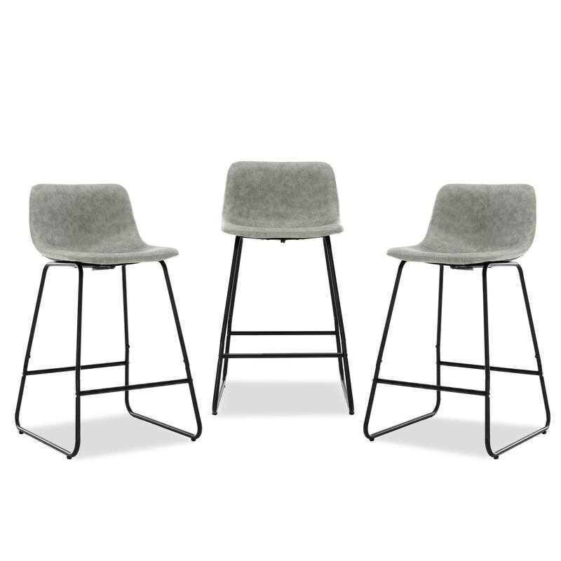 Modern 24.in Counter Height Bar Stool with PU Leather and Metal Frame Barstools for Kitchen Island