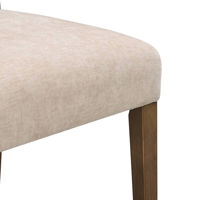 Dining Chairs Set of 2, Upholstered Kitchen Side Chairs with Fabric Seating, Rubber Wood Frame Chairs for Living Room