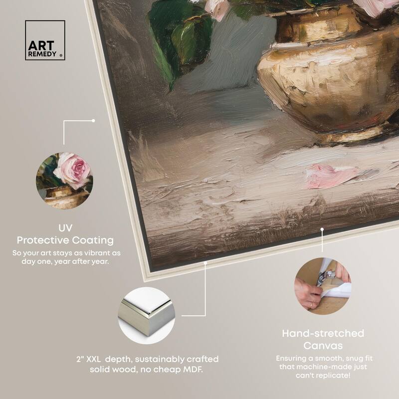 Pink Petals and Brass Canvas by Art Remedy