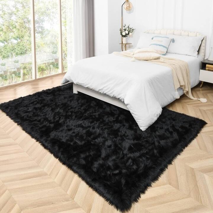 Shaggy Faux Fur Sheepskin Area Rug Super Soft Home Decor Carpet