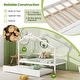 preview thumbnail 13 of 15, Gymax Twin House Bed w/ Trundle w/ Roof & Fence Rails Wooden Platform