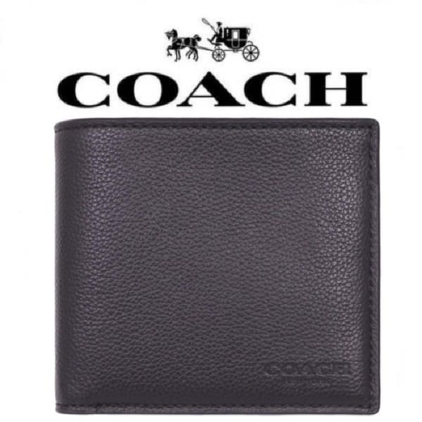 Shop Coach Double Billfold Sport Calf Leather Men&#39;s Wallet, Black - Overstock - 25484637