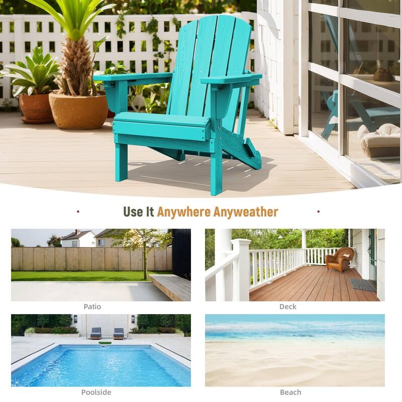 3-Position Reclining Folding Outdoor Chair – PE Wood Grain, Weather-Resistant