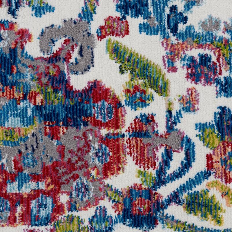 Jiqo Power Loomed Distressed Geometric Floral Traditional Non Skid Area Rug By HomeRoots - 72' X '72' X '0.5