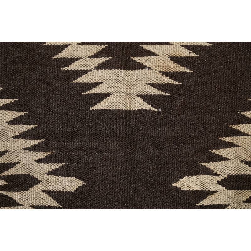 Natural Dye Kilim Tribal Geometric Oriental Wool Area Rug Hand-woven - 4'6" x 6'8"
