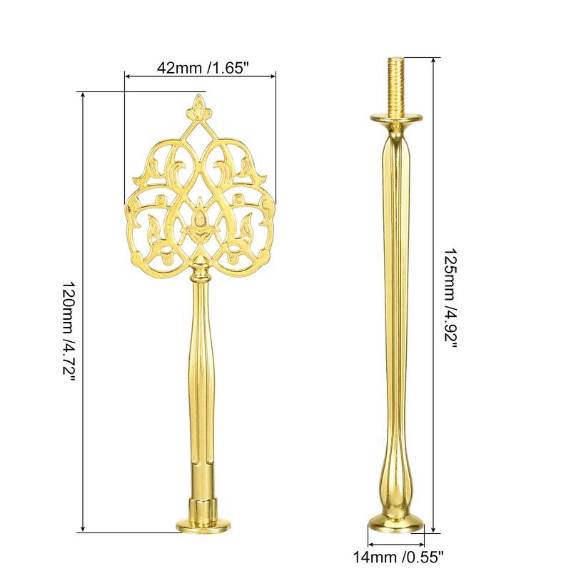 Cake Tray Stand Handle Cupcake Dessert Plate Hardware Fitting Holder Rod Stand Handle, 3-Tiers - Gold - 2 Set