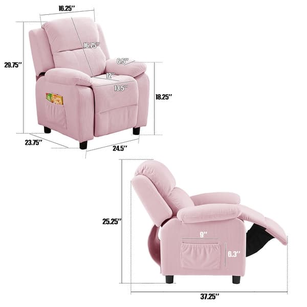 dimension image slide 1 of 3, Kids Recliner Chair, Toddler Ergonomic Adjustable Lounge Sofa