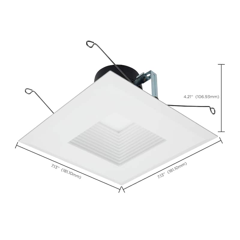 Retrofit Deep Baffle 8/10.5/13.5Ws 27K/30K/35K/40K/50K CCT 5-6In Square White 120V