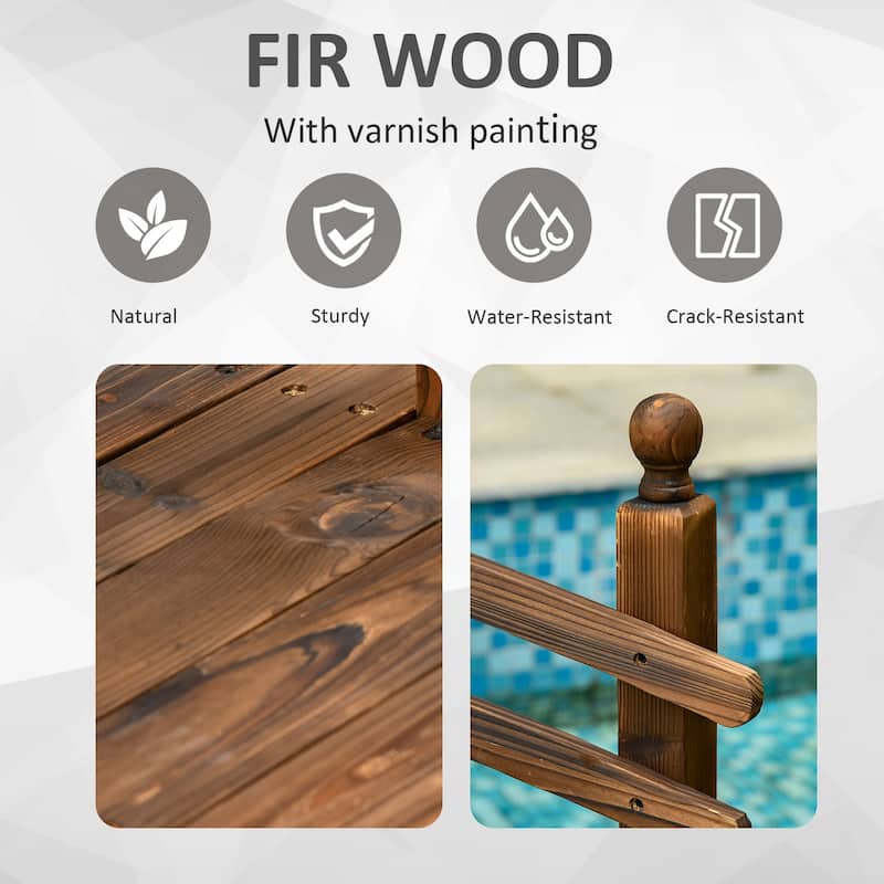 Outsunny 7.5' Fir Wood Garden Bridge Arc Walkway with Side Railings, Perfect for Backyards, Gardens, & Streams, Stained
