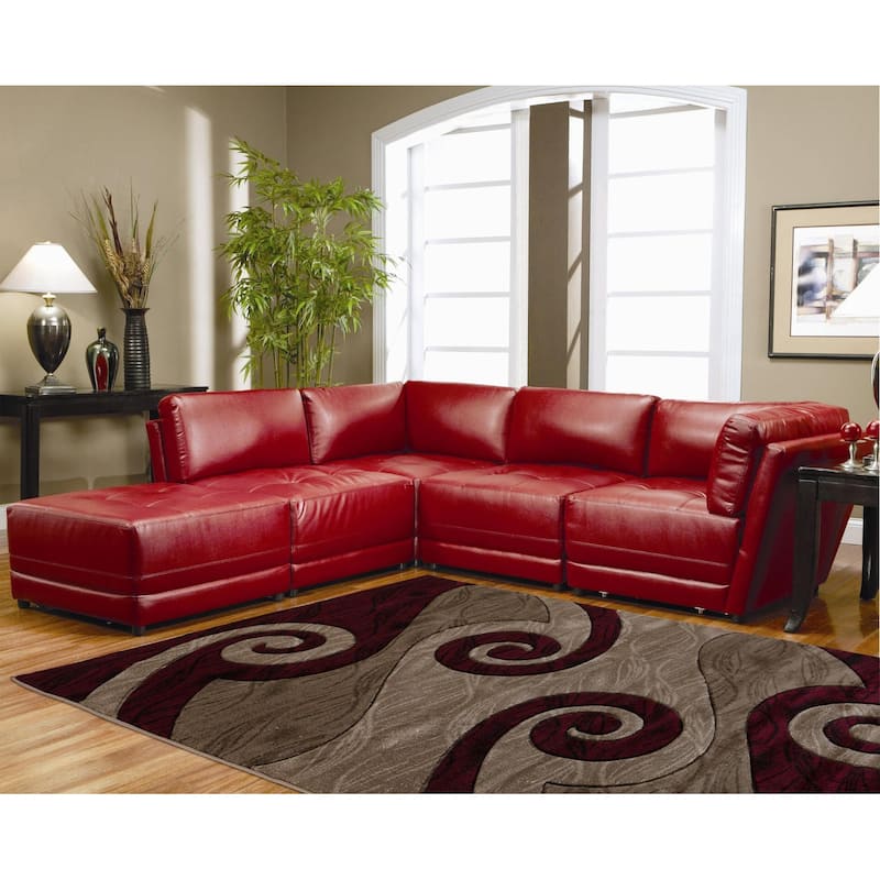 Orelsi Red/Beige/Brown Polyester Area Rug