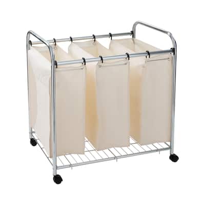 Organize It All 3 Section Laundry Sorter Basket on Wheels - 30" x 19" x 31.5"
