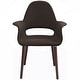 preview thumbnail 25 of 27, Retro Upholstered Dining Armchair w/ Walnut Legs Brown