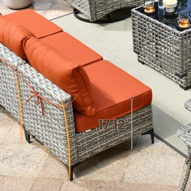 XIZZI 7-piece Outdoor Patio Furniture Rattan Wicker Modular Sofa Set with Table
