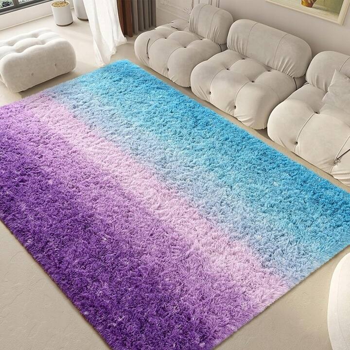 Shaggy Home Decor Carpet Luxury Gradient Rug for Living Room Bedroom