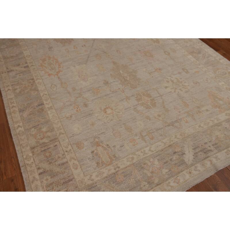 Transitional Oushak Vegetable Dye Turkish Rug Hand-Knotted Wool Carpet - 5'11"x 9'0"
