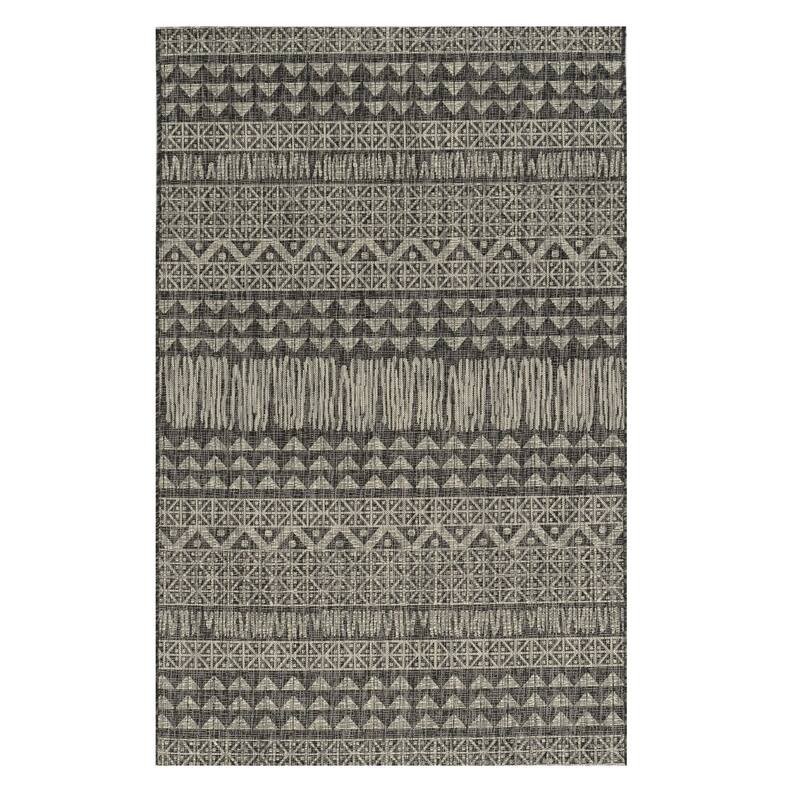 Bero Abstract Shapes Weather Resistant Classic Elegance Hand-Woven Outdoor Rug