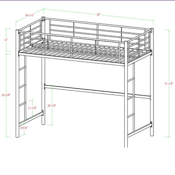Walker Edison Abner Silver Metal Full Size Loft Bed