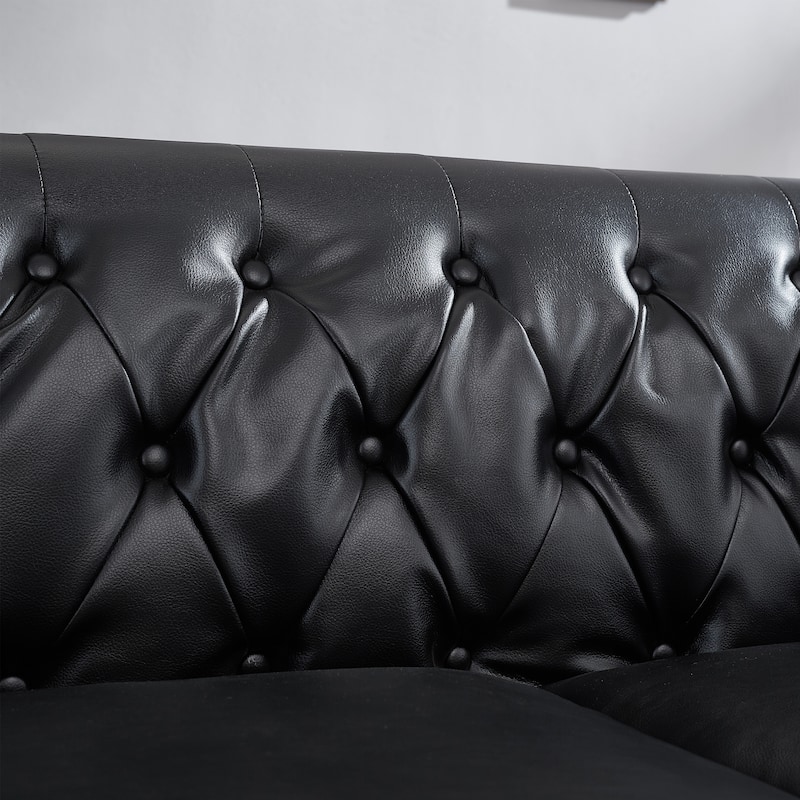 Living Room Chesterfield Sofa Classic Tufted Design Faux Leather Pu Upholstered Sofa With Storage