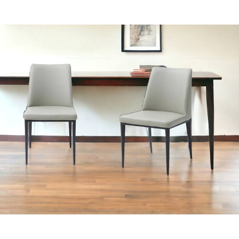 HomeRoots Set of Two Gray and Black Faux Leather Dining Side Chairs - Set of 2