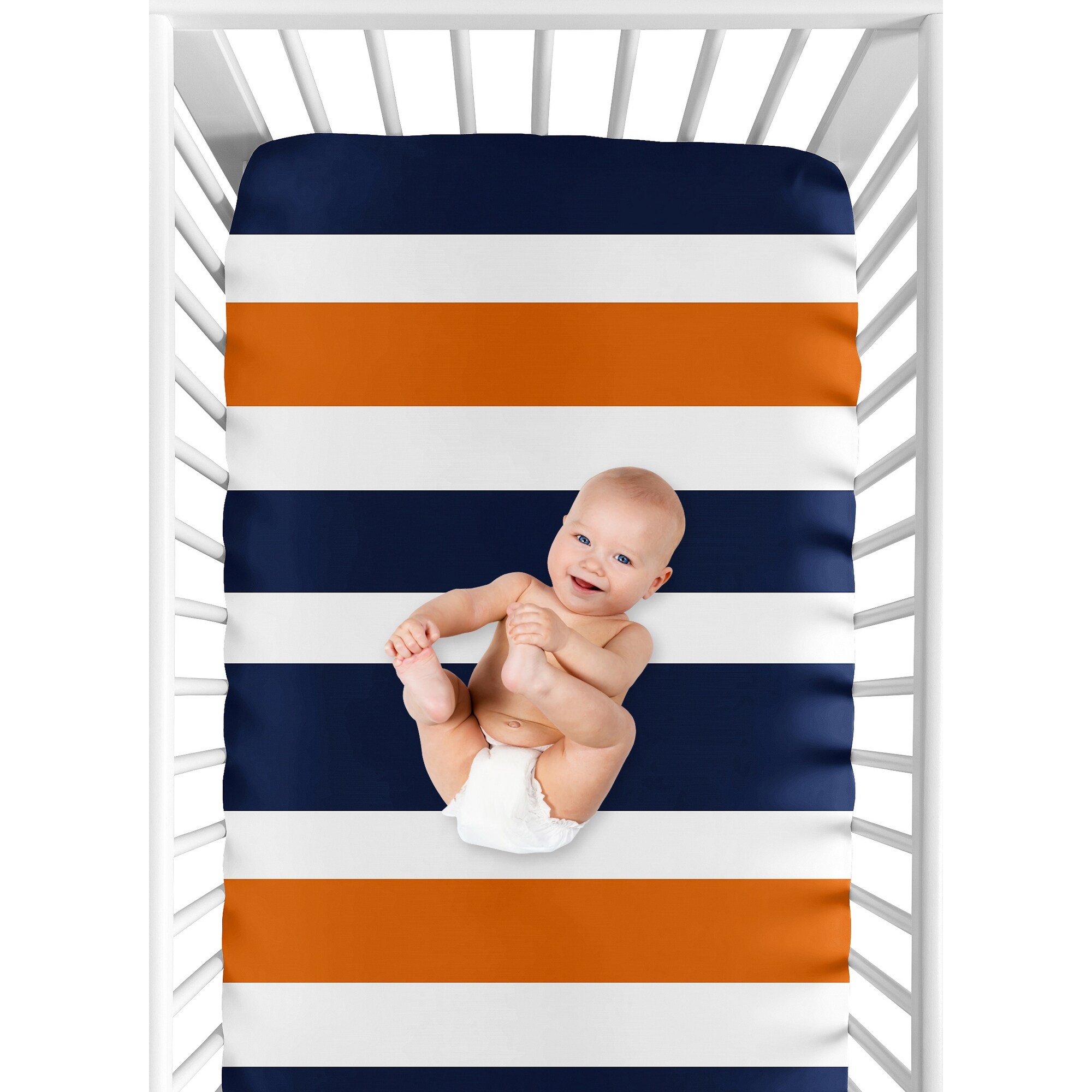 Sweet Jojo Designs Fitted Crib Sheet for the Navy Blue and Orange