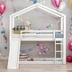 preview thumbnail 2 of 11, Friendly Playhouse-inspired Style Twin Over Twin Bunk Bed with Roof, Slide and Ladde