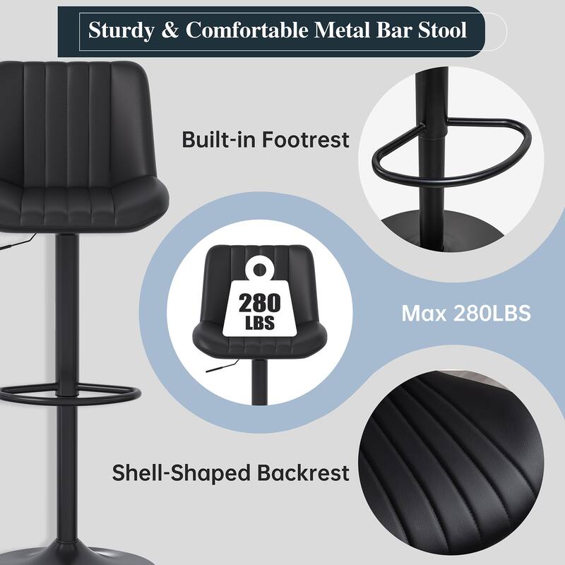 Futzca Swivel Bar Stools Set, 360 Degree Rotating Bar Stool with Adjustable Height, Set of 2