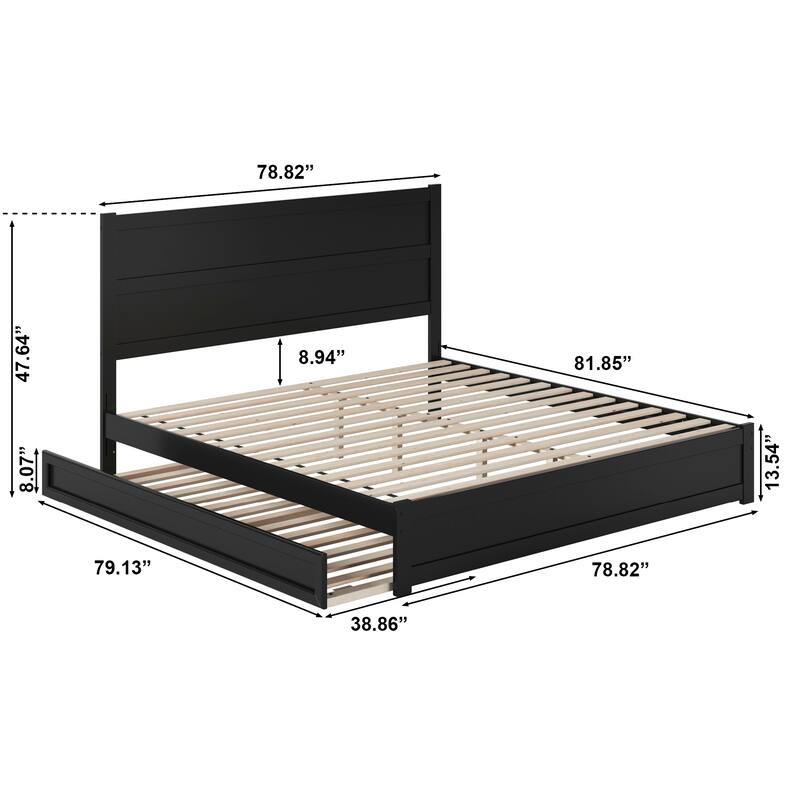 Aveline Wood Platform Bed with Matching Footboard & Trundle