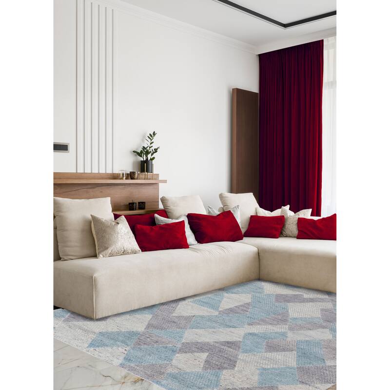 ECARPETGALLERY Hand-knotted Tangier Sky Blue Wool Rug - 8'3 x 9'10