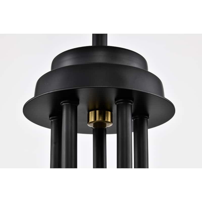 Alana 19 Inch Matte Black Finish Clear Glass Chandelier 5 Light - N/A