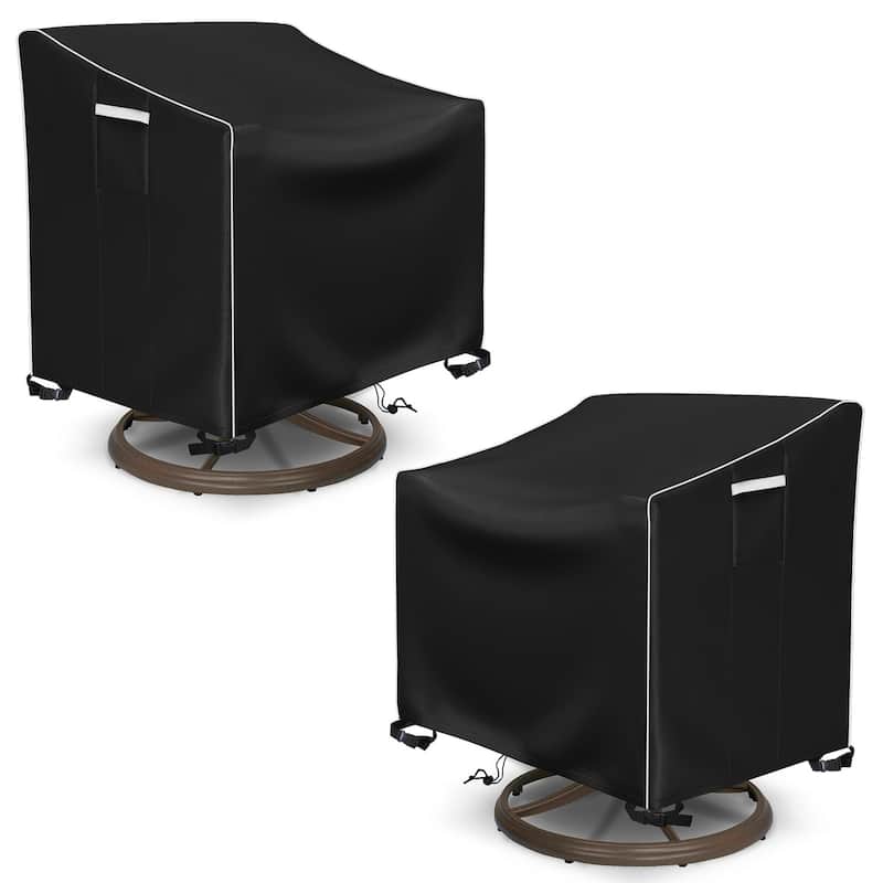 2-Pack Heavy Duty Waterproof Outdoor Lounge Chair Covers - All-Weather Patio Furniture Protection - Black - 34"Lx30"Wx38.5"H