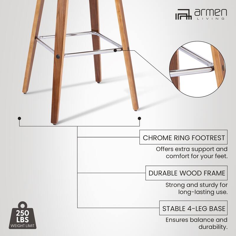 Tyler Mid-Century Swivel Bar Stool, Upholstered Counter Height Chair with Bentwood Legs