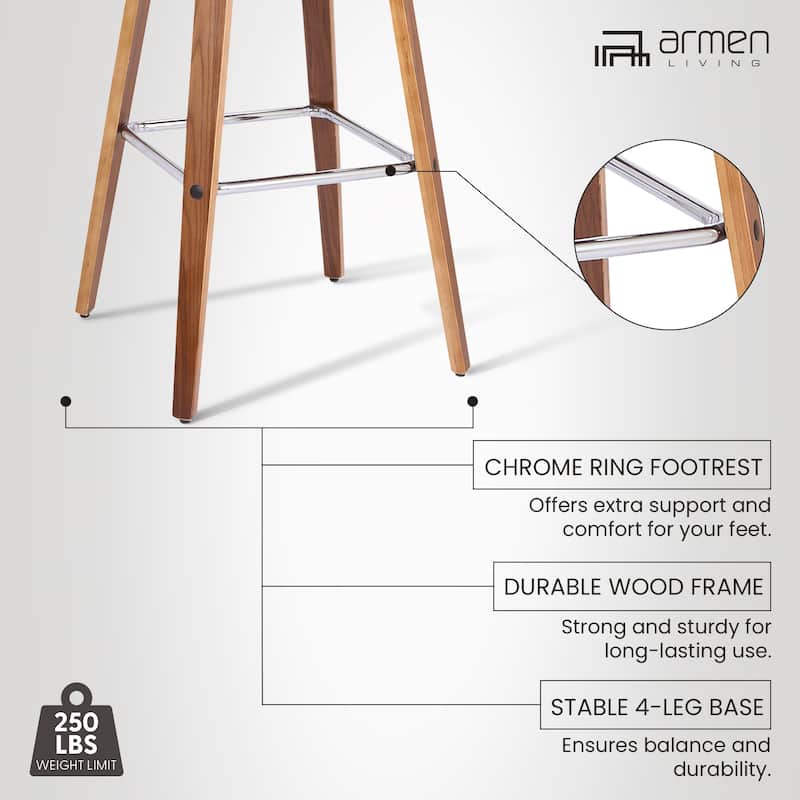 Tyler Mid-Century Swivel Bar Stool, Upholstered Counter Height Chair with Bentwood Legs