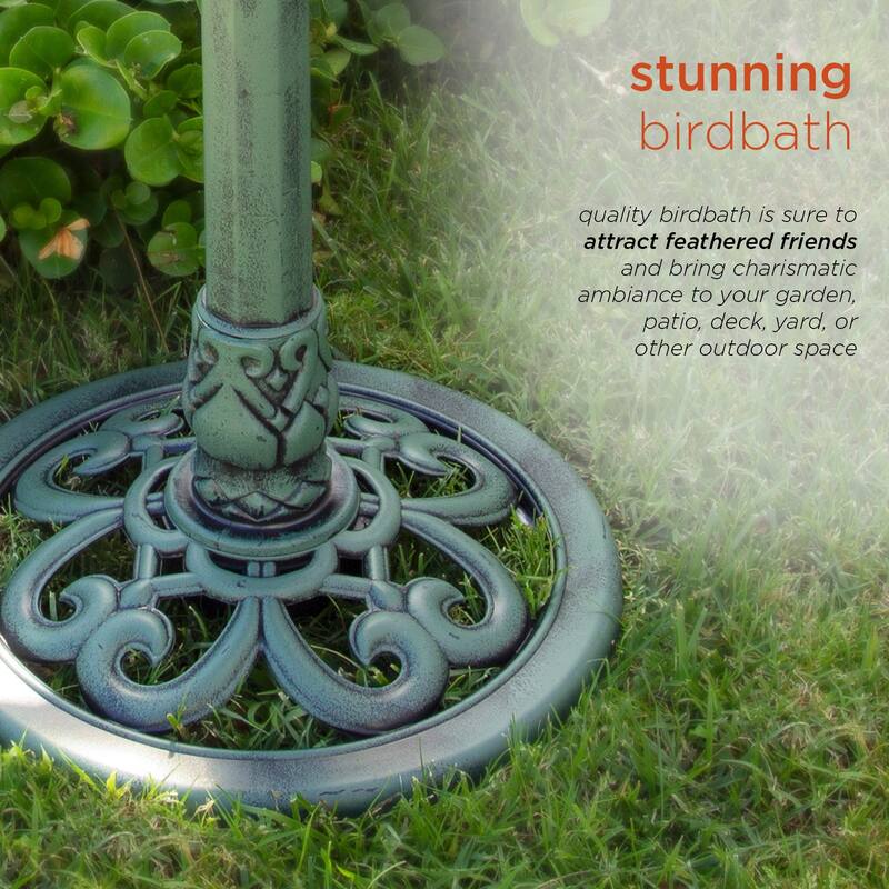Alpine Corporation - 33" Tall Outdoor Lotus Birdbath Yard Statue, Green – Stunning Garden Accent to Attract Birds