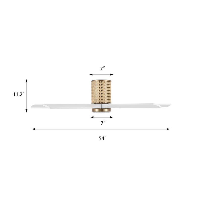 54 Inch. 5 Blades Dc Motor Indoor Flush Mount Ceiling Fan With light kit and Remote - 54"