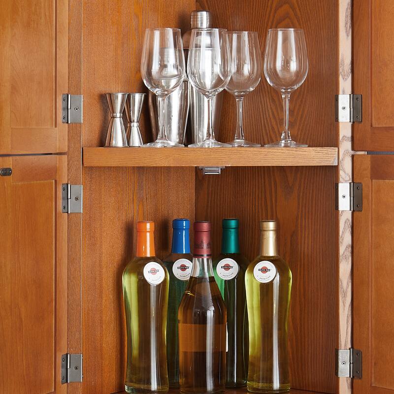 GDF Studio - Farmhouse Corner Cabinet Tall 4-Tier Storage Pantry with 8 Doors.