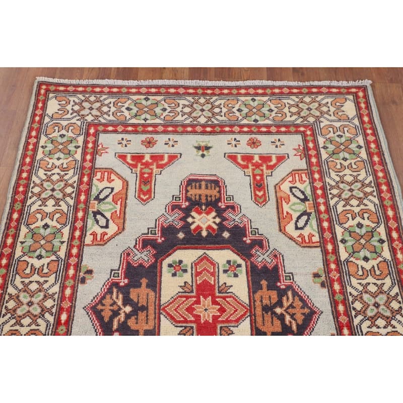 Kazak Oriental Foyer Rug Handmade Wool Carpet - 3'5" x 4'10"