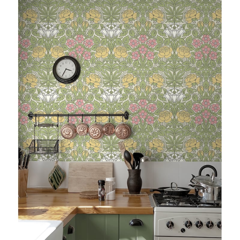 NextWall Vintage Rose Peel and Stick Wallpaper