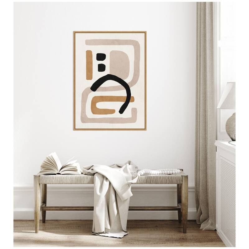 Kate and Laurel Sylvie Neutral Abstract 2 Minimal Modern Art Framed Canvas by July Art Prints