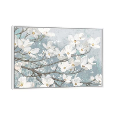 iCanvas "Dogwood Blossoms II In Blue Gray Crop" by James Wiens Framed Canvas Print