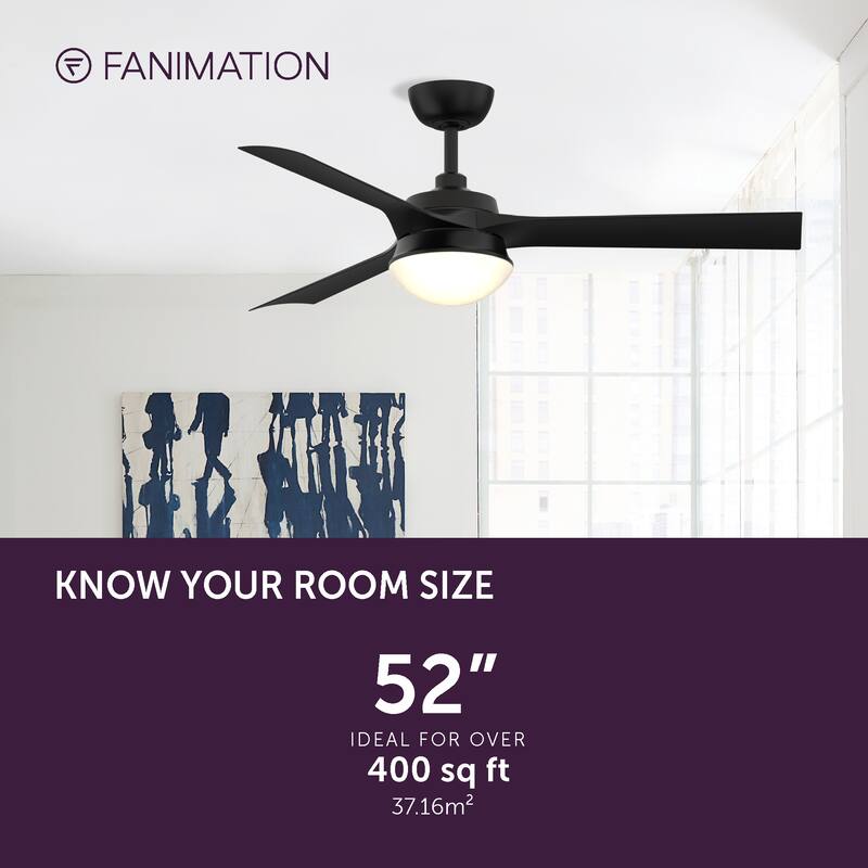 Barlow 52 inch Indoor/Outdoor Ceiling Fan with LED CCT Select Light Kit Black with Black blades