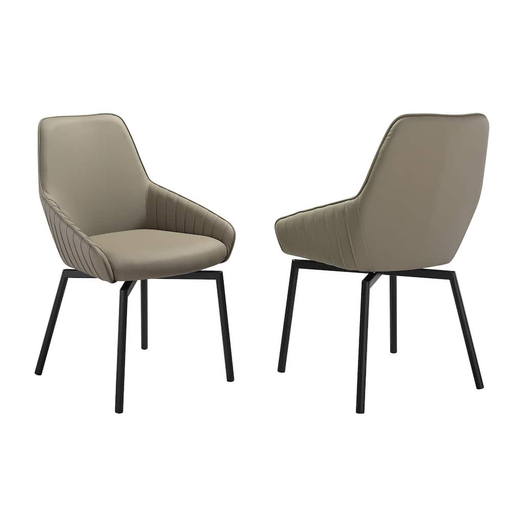 Black/Taupe Gray Faux Leather Upholstered Metal Frame Dining Chair, Set of 2, Sturdy Dining Chair for Dining Rooms - 20.5