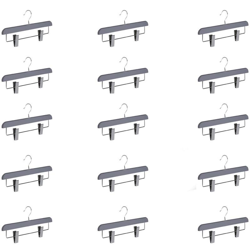 Abs Plastic Trouser Skirt Hangers, Perfect for Skirts, Pants, Slacks, Jeans, and More Set of 5 - Set of 15 - Grey