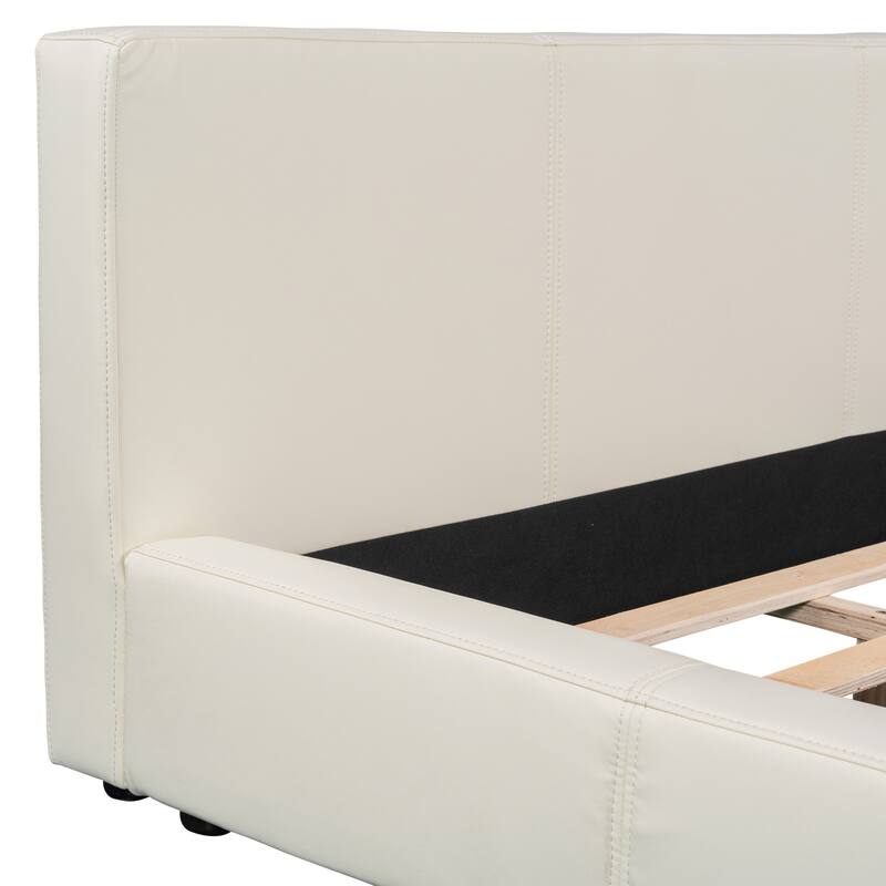 [Stylish Beige Upholstered Bed] - The Ideal Choice for Your Bedroom, Queen