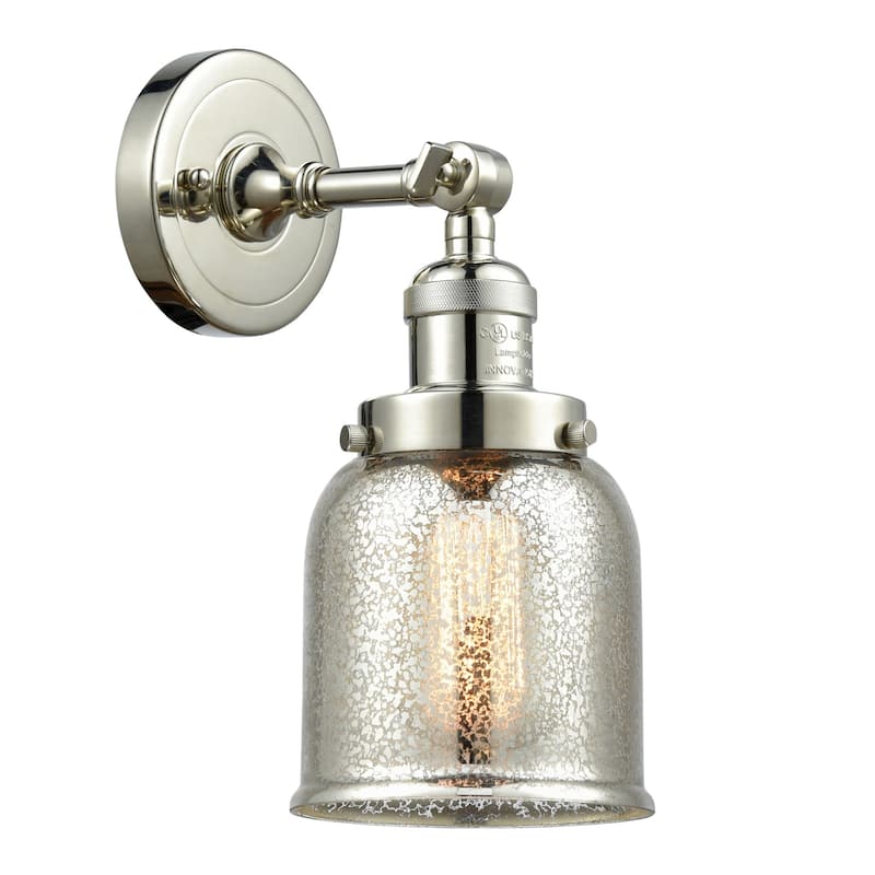 Innovations Lighting Small Bell Single Light 10" Tall Bathroom Sconce - Polished Nickel / Silver Plated Mercury