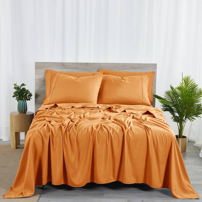 Bibb Home 2000 Count 6-Piece Rayon from Bamboo Sheet Set - Queen - Pumpkin