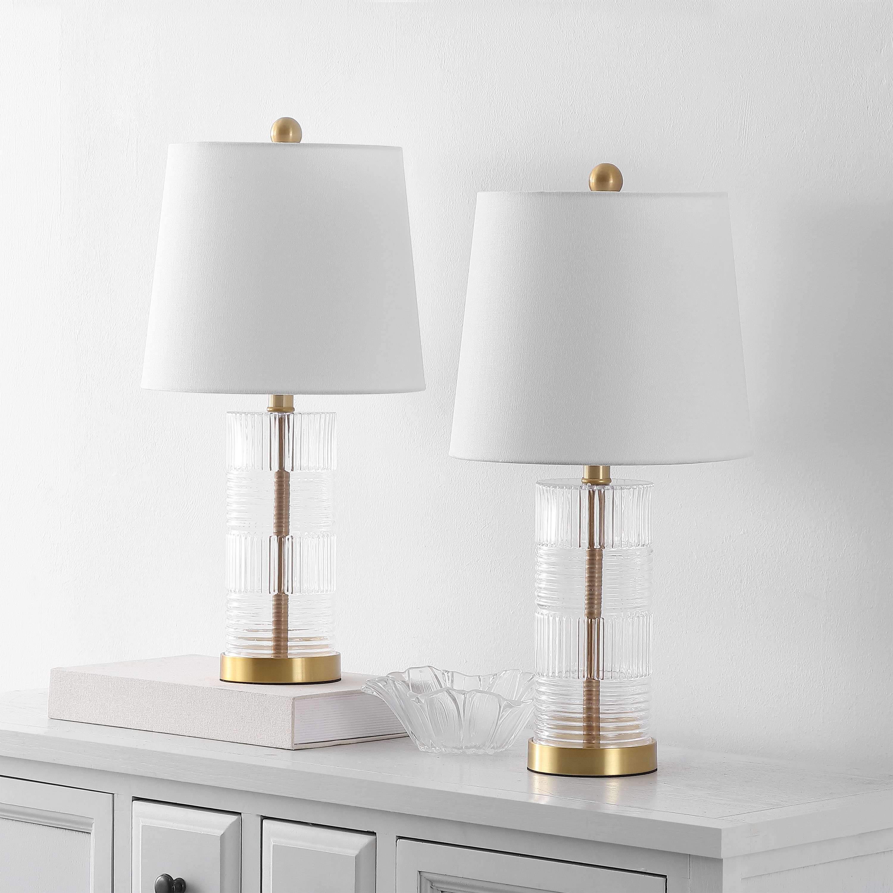 SAFAVIEH Lighting Faille 22-Inch Glass Table Lamp (Set of 2) - 11"W x 11"D x 22"H