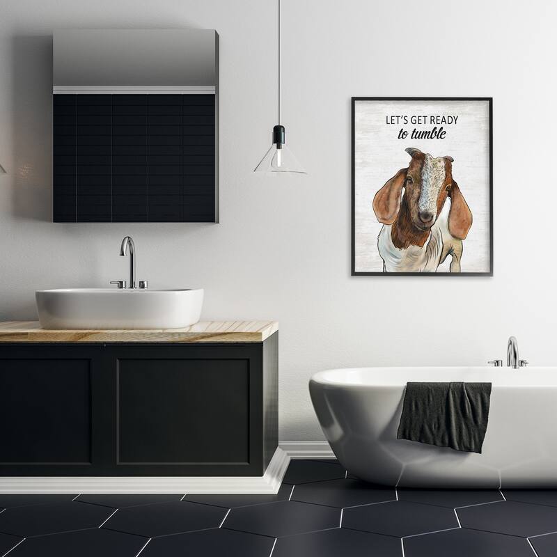 Stupell Ready To Tumble Laundry Goat Framed Giclee Art Design By Lettered and Lined